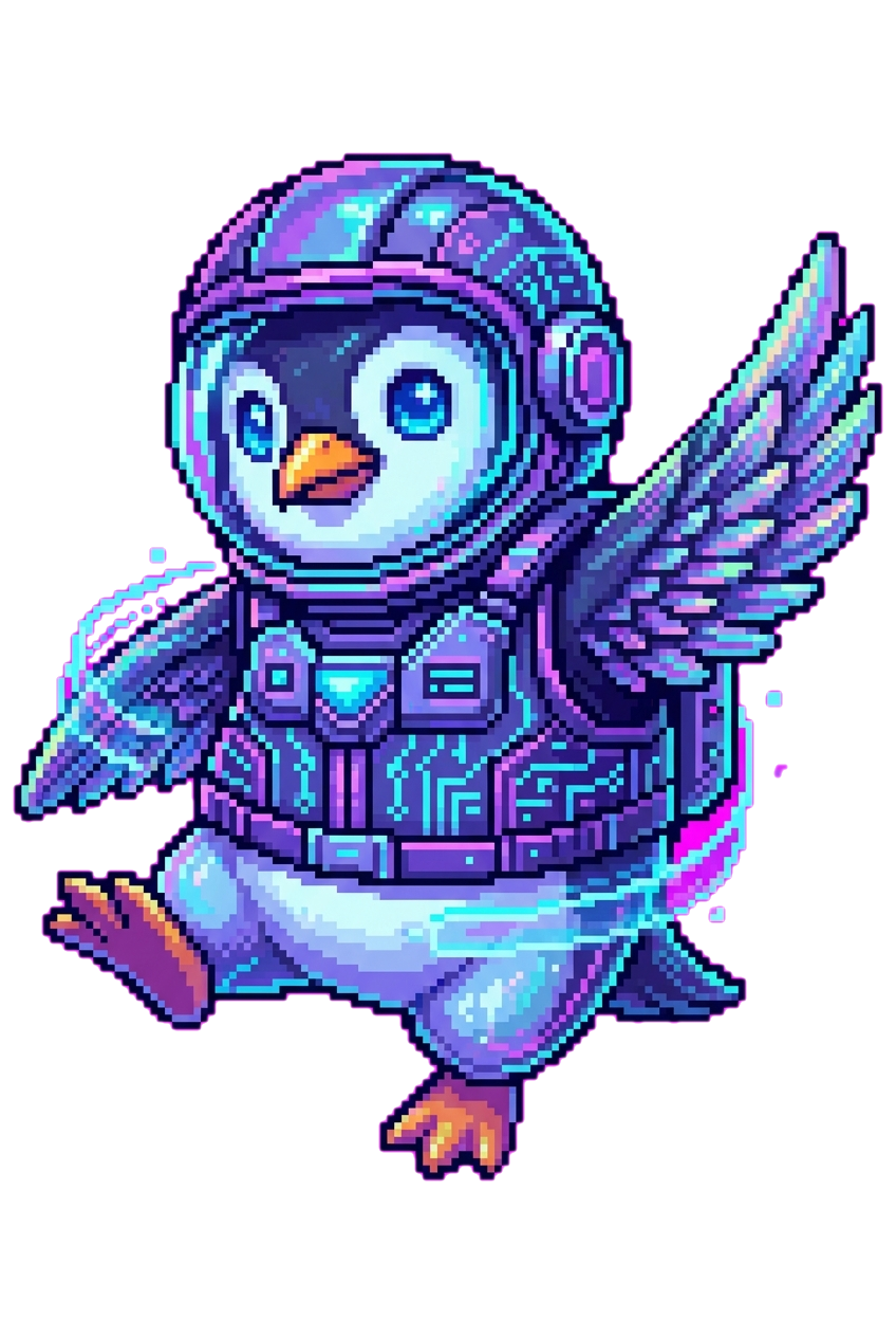 Neon penguin mascot